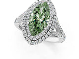 White gold Fancy Green Marquise  Cut Double Halo Split Shank Diamond Ring with Prong Setting_50