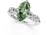White gold Fancy Green Marquise  Cut Five-Stone Prong Set Diamond Ring with Classic Band_33