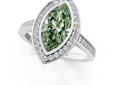 White gold Fancy Green Marquise Cut Halo Bezel Diamond Pave Band Ring_1