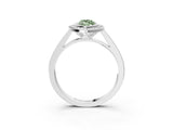 White gold Fancy Green Marquise Cut Halo Bezel Diamond Pave Band Ring_3
