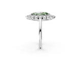 White gold Fancy Green Marquise Cut Halo Cluster Diamond Ring with Pave Band and Four-Prong Setting_14