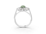 White gold Fancy Green Marquise Cut Halo Cluster Diamond Ring with Pave Band and Four-Prong Setting_15