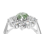White gold Fancy Green Marquise Cut Halo Cluster Diamond Ring with Pave Band and Four-Prong Setting_16