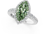 White gold Fancy Green Marquise  Cut Halo Diamond Engagement Ring with Pave Band and Four-Prong Setting_29