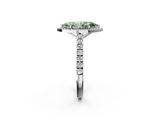 White gold Fancy Green Marquise  Cut Halo Diamond Engagement Ring with Pave Band and Four-Prong Setting_30