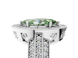 White gold Fancy Green Marquise Cut Halo Diamond Engagement Ring with Pave Split Shank and Four-Prong Setting_5