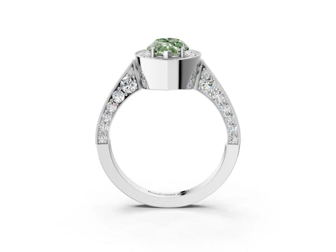 White gold Fancy Green Marquise Cut Halo Diamond Engagement Ring with Split Shank Band and Four-Prong Setting_15