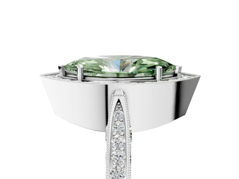 White gold Fancy Green Marquise Cut Halo Diamond Engagement Ring with Split Shank Band and Four-Prong Setting_17