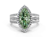 White gold Fancy Green Marquise  Cut Halo Diamond Engagement Ring with Split Shank and Four-Prong Setting_20