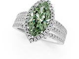 White gold Fancy Green Marquise  Cut Halo Diamond Engagement Ring with Split Shank and Four-Prong Setting_21