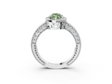 White gold Fancy Green Marquise  Cut Halo Diamond Pave Band Ring with Four-Prong Setting_45