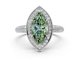 White gold Fancy Green Marquise  Cut Halo Diamond Pave Band with Four-Prong Setting_37