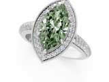 White gold Fancy Green Marquise  Cut Halo Diamond Pave Band with Four-Prong Setting_38