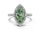 White gold Fancy Green Marquise Cut Halo Diamond Pave Band with Prong Setting_12