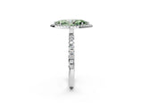 White gold Fancy Green Marquise Cut Halo Diamond Pave Band with Prong Setting_14