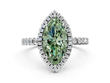White gold Fancy Green Marquise Cut Halo Diamond Pave Band with Prong Setting_24