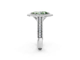 White gold Fancy Green Marquise Cut Halo Diamond Ring with Beaded Split Shank and Four-Prong Setting_2