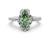 White gold Fancy Green Marquise  Cut Halo Diamond Ring with Channel Set Band and Four-Prong Setting_32