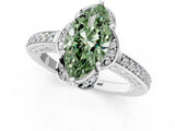 White gold Fancy Green Marquise  Cut Halo Diamond Ring with Channel Set Band and Four-Prong Setting_33