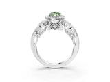 White gold Fancy Green Marquise Cut Halo Diamond Ring with Milgrain and Bezel Accents on a Split Shank Band_16