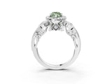 White gold Fancy Green Marquise Cut Halo Diamond Ring with Milgrain and Bezel Accents on a Split Shank Band_3