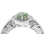 White gold Fancy Green Marquise  Cut Halo Diamond Ring with Pavé Band and Four-Prong Setting_110