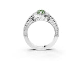 White gold Fancy Green Marquise  Cut Halo Diamond Ring with Pavé Band and Four-Prong Setting_112