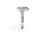 White gold Fancy Green Marquise  Cut Halo Diamond Ring with Pavé Band and Four-Prong Setting_114