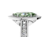 White gold Fancy Green Marquise  Cut Halo Diamond Ring with Pavé Band and Four-Prong Setting_117
