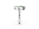 White gold Fancy Green Marquise  Cut Halo Diamond Ring with Pavé Band and Milgrain Prong Setting_34