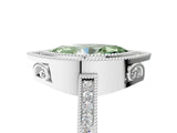 White gold Fancy Green Marquise  Cut Halo Diamond Ring with Pavé Band and Milgrain Prong Setting_37