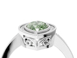 White gold Fancy Green Marquise  Cut Halo Diamond Ring with Pavé Band and Milgrain Prong Setting_41