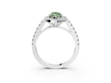 White gold Fancy Green Marquise Cut Halo Diamond Ring with Pavé Band and Three-Prong Setting_15