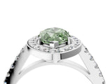 White gold Fancy Green Marquise Cut Halo Diamond Ring with Pavé Band and Three-Prong Setting_16