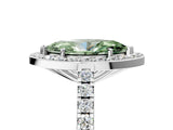 White gold Fancy Green Marquise Cut Halo Diamond Ring with Pavé Band and Three-Prong Setting_17