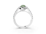 White gold Fancy Green Marquise Cut Halo Diamond Ring with Pavé Band and Three-Prong Setting_3
