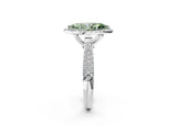 White gold Fancy Green Marquise Cut Halo Diamond Ring with Pavé Band_14