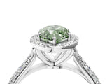 White gold Fancy Green Marquise Cut Halo Diamond Ring with Pavé Band_16