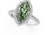 White gold Fancy Green Marquise  Cut Halo Diamond Ring with Pave Band and Four-Prong Setting_25