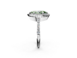 White gold Fancy Green Marquise  Cut Halo Diamond Ring with Pave Band and Four-Prong Setting_26