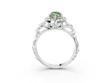 White gold Fancy Green Marquise  Cut Halo Diamond Ring with Scrollwork Band and Four-Prong Setting_90