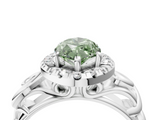 White gold Fancy Green Marquise  Cut Halo Diamond Ring with Scrollwork Band and Four-Prong Setting_91