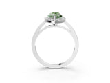 White gold Fancy Green Marquise Cut Halo Diamond Ring with Solitaire Band and Prong Setting_3