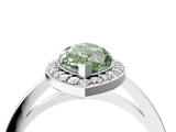 White gold Fancy Green Marquise Cut Halo Diamond Ring with Solitaire Band and Prong Setting_4