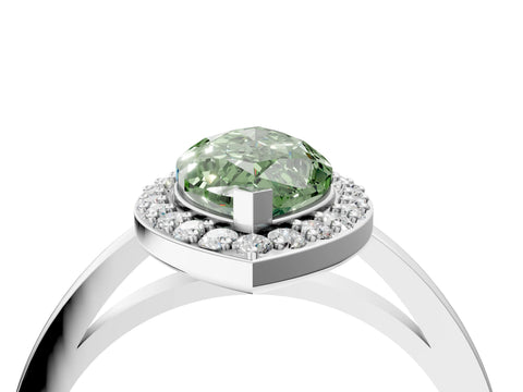 White gold Fancy Green Marquise Cut Halo Diamond Ring with Solitaire Band and Prong Setting_4