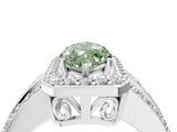 White gold Fancy Green Marquise Cut Halo Diamond Ring with Split Shank and Four-Prong Setting_137