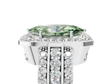 White gold Fancy Green Marquise Cut Halo Diamond Ring with Split Shank and Four-Prong Setting_138