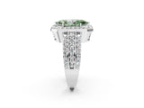 White gold Fancy Green Marquise Cut Halo Diamond Ring with Split Shank and Four-Prong Setting_141