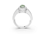 White gold Fancy Green Marquise Cut Halo Diamond Ring with Split Shank and Four-Prong Setting_142