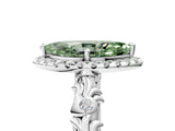 White gold Fancy Green Marquise Cut Halo Diamond Solitaire with Filigree Band and Four-Prong Setting_5